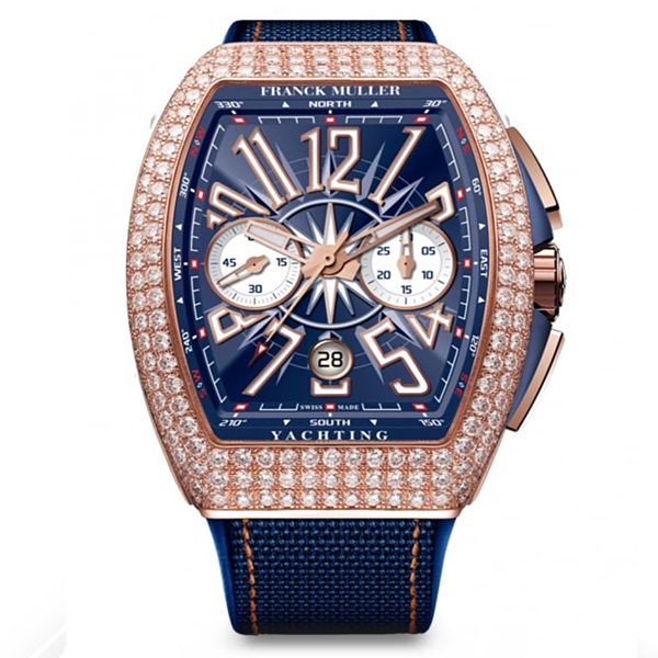 Franck Muller	Vanguard Yachting Chrono Rose Gold & Diamonds	V 45 Cc Dt D Yachting 5N Bl A.t.o